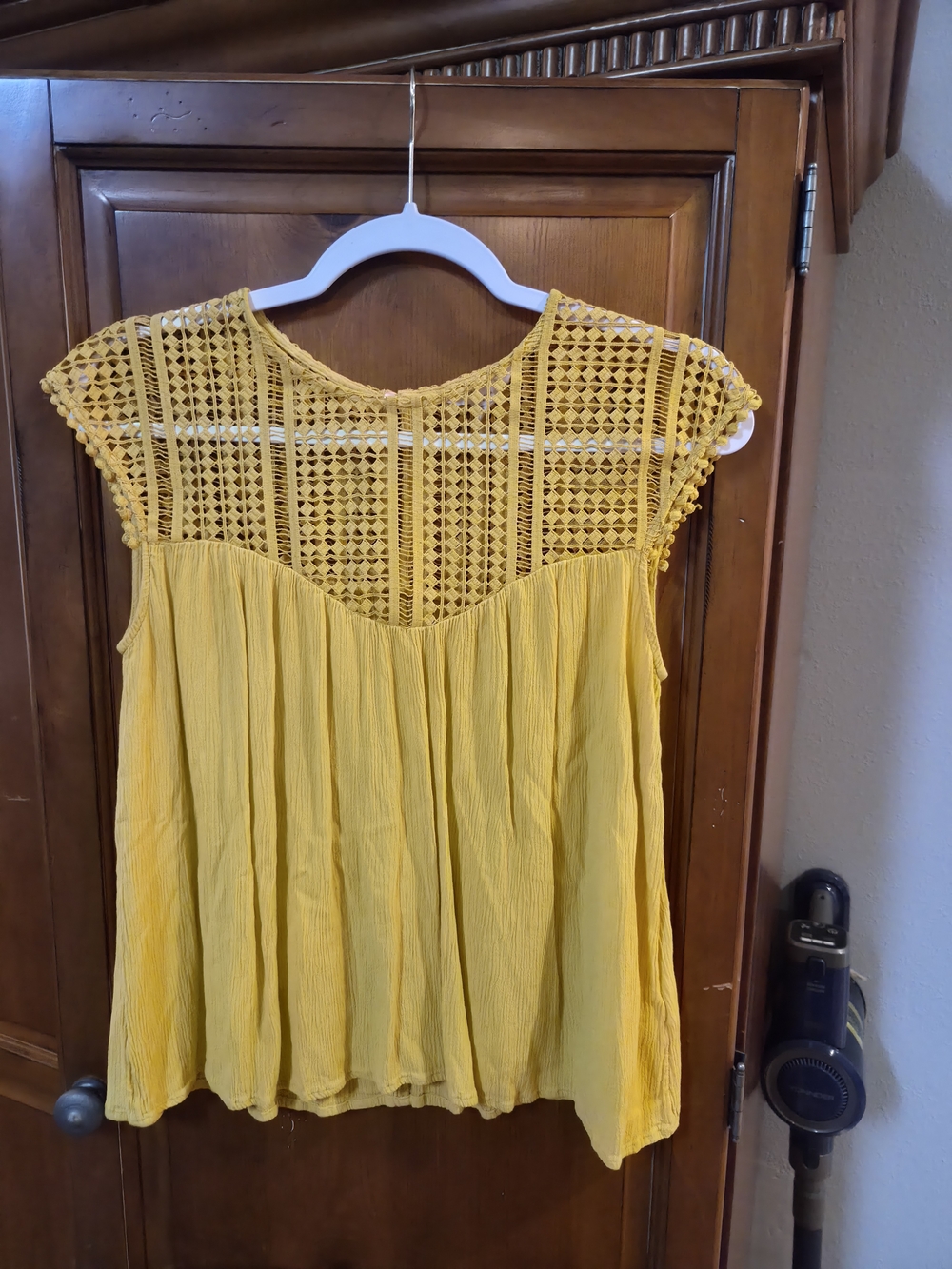 H&M Yellow Crochet Yoke Camisole Top